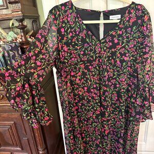 Calvin Klein Black & Pink Floral Sheath Dress